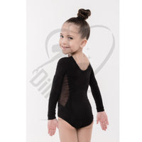 Grase Long Sleeve Black Leotard With Knitted Fabric Sleeves Leotards