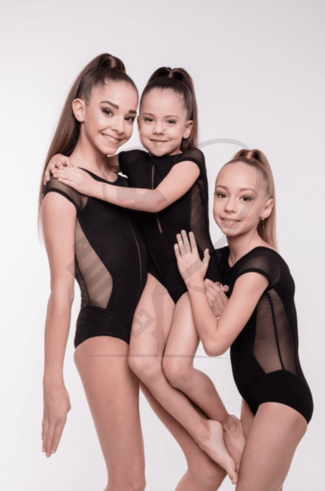 Grase Short Sleeve Black Leotard With Mesh Back Leotards