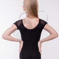 Grase Short Sleeve Black Leotard With Mesh Back Leotards
