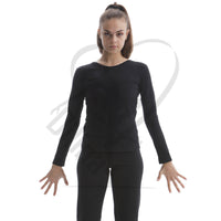 Pastorelli Cotton | Long Sleeve Drop Neck Top Size 8 / Black Underwear