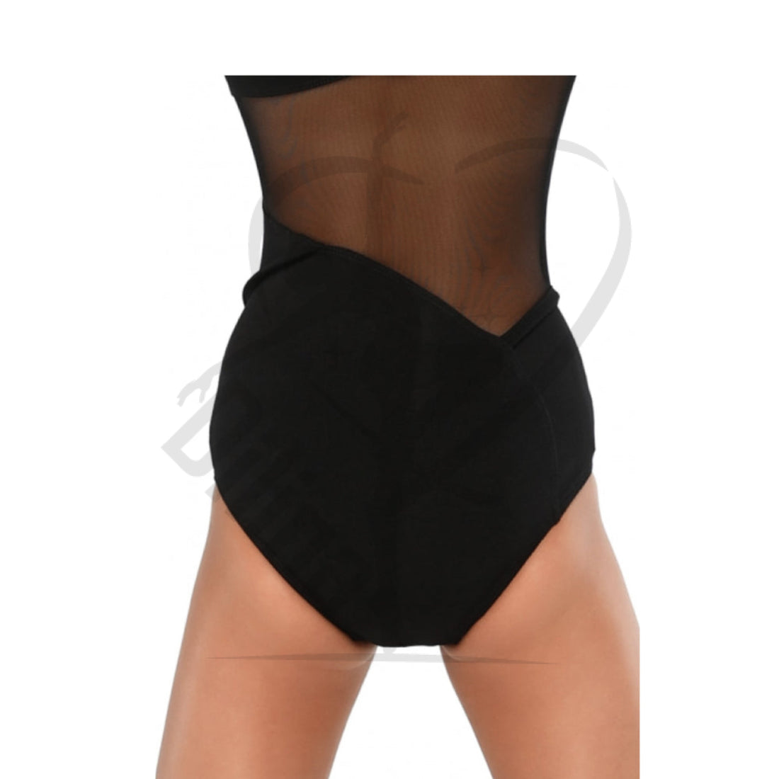 Puzzle Black Leotard With Sleeves With Mesh Back Leotards