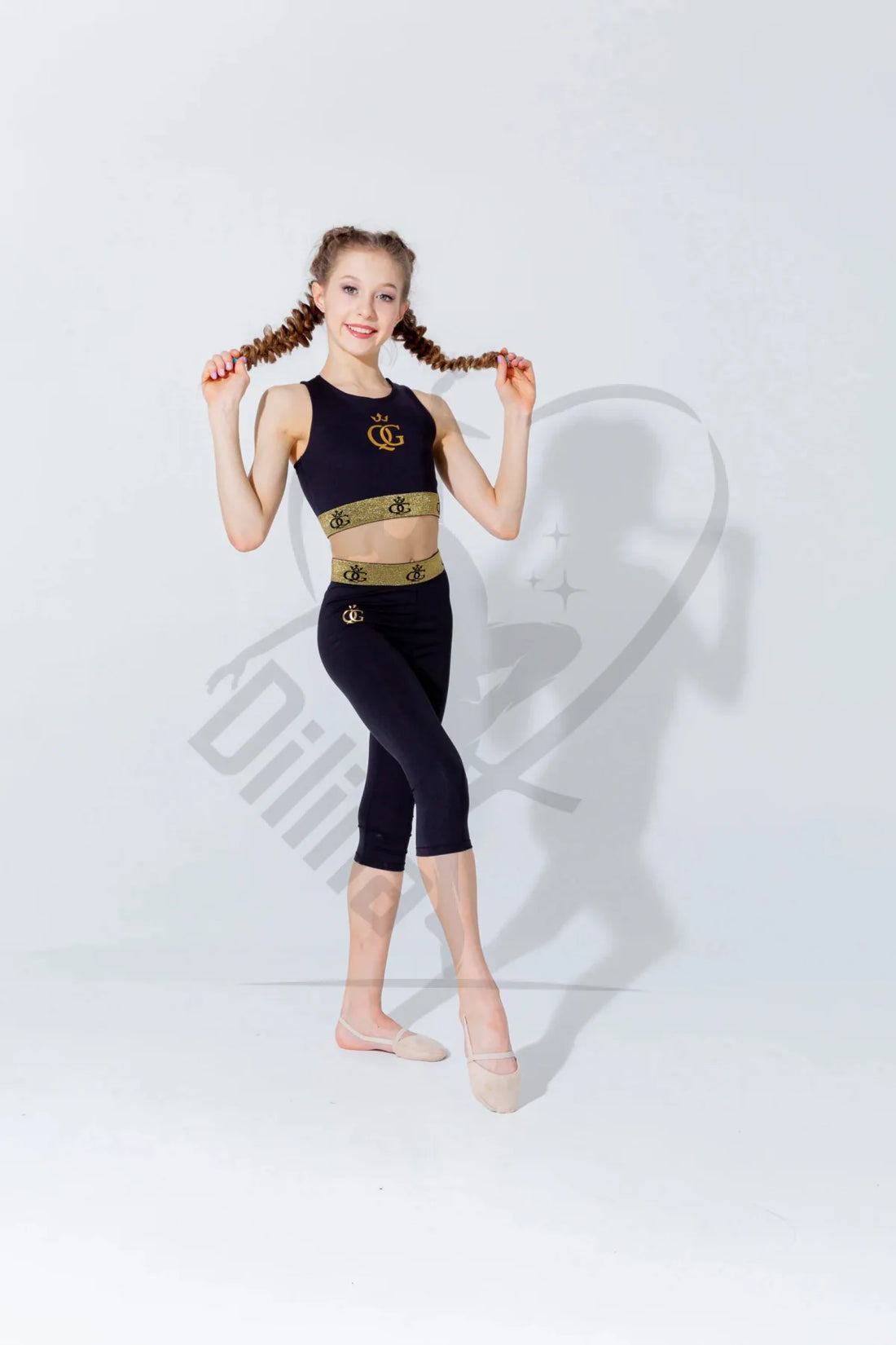 Queen Leggings 128Cm (6-7Years) / Breeches (Crop Leggings) Elastic In Gold/Black