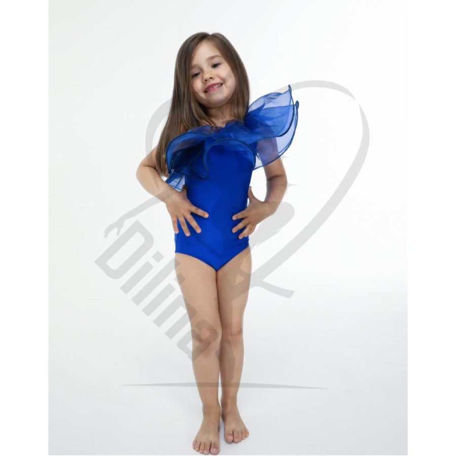 Coloured Body With Oraganza Flounce Blue Leotards