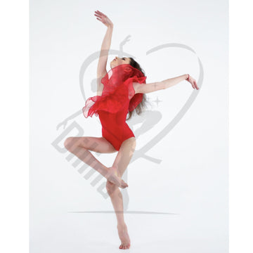 Coloured Body With Oraganza Flounce Red Leotards