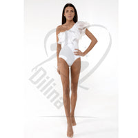 Coloured Body With Oraganza Flounce White Leotards