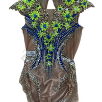 Crystal Competition Leotard -Green&Blue