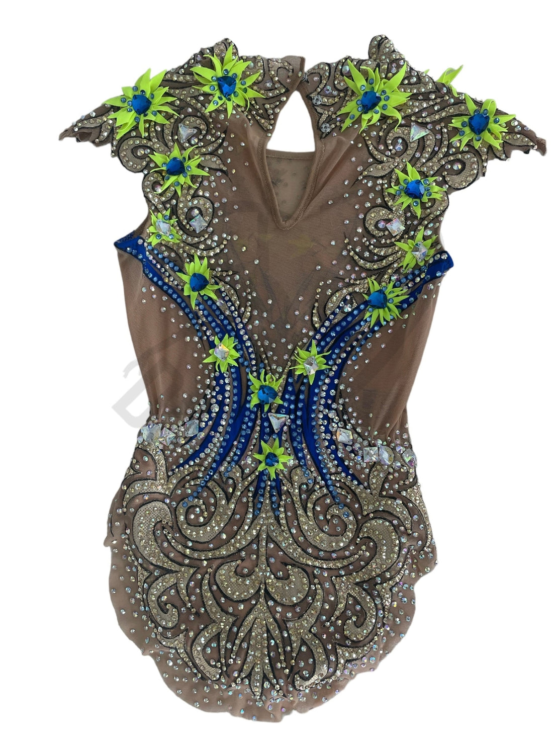 Crystal Competition Leotard -Green&Blue