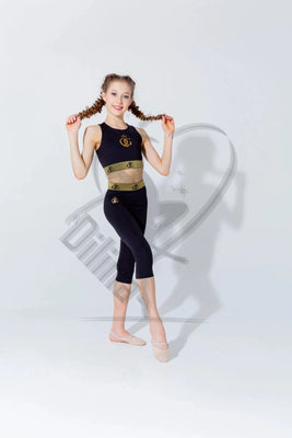 128CM (6-7YEARS) / Breeches (Crop Leggings) / Elastic in Gold/Black