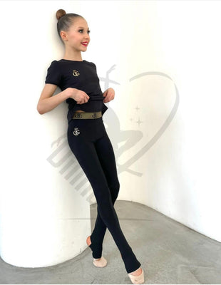 116CM (4-5YEARS) / Leggings with Heels / Elastic in Gold/Black