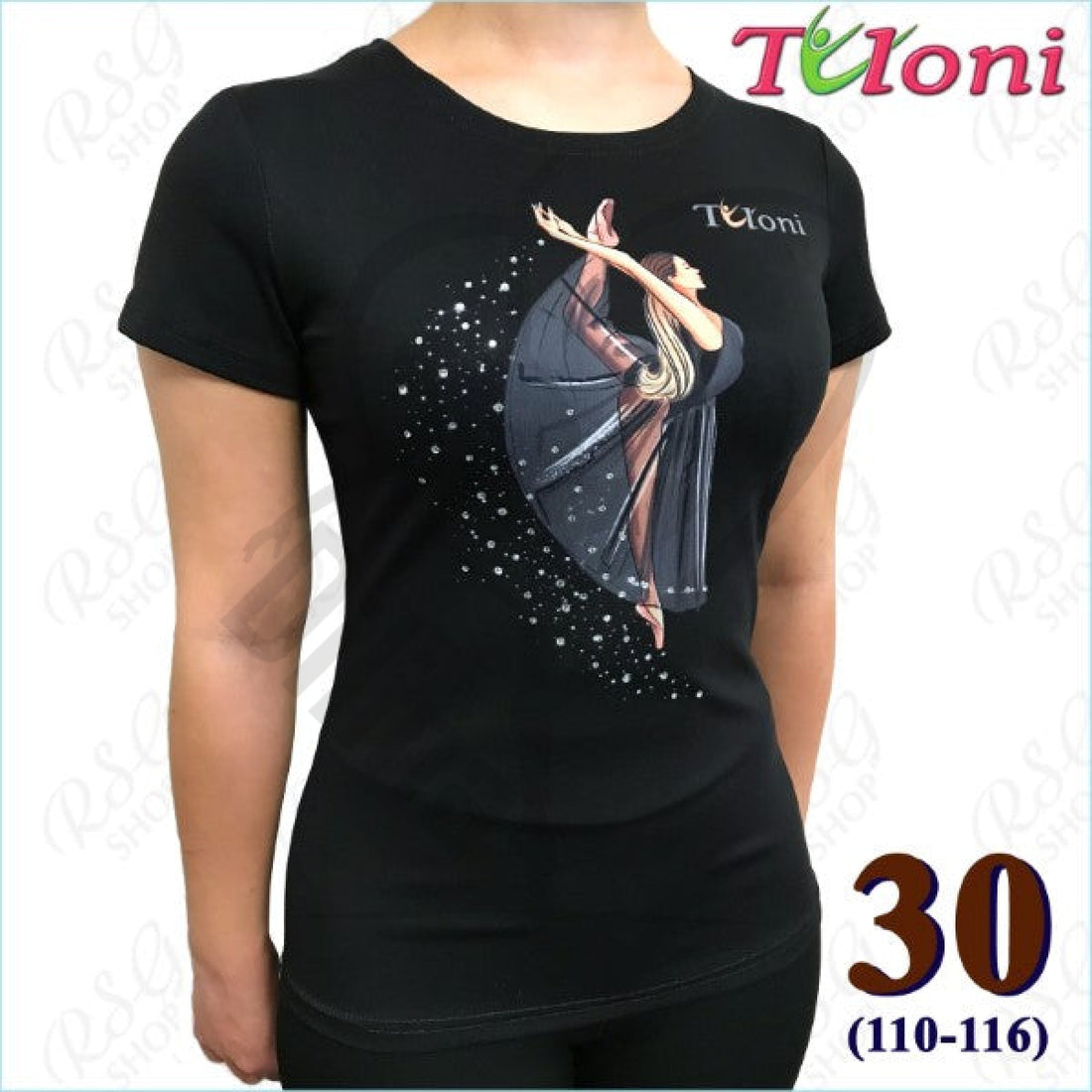 Tuloni Black T-Shirt Mod. Ballet 30 (110-116) T Shirts & Tops