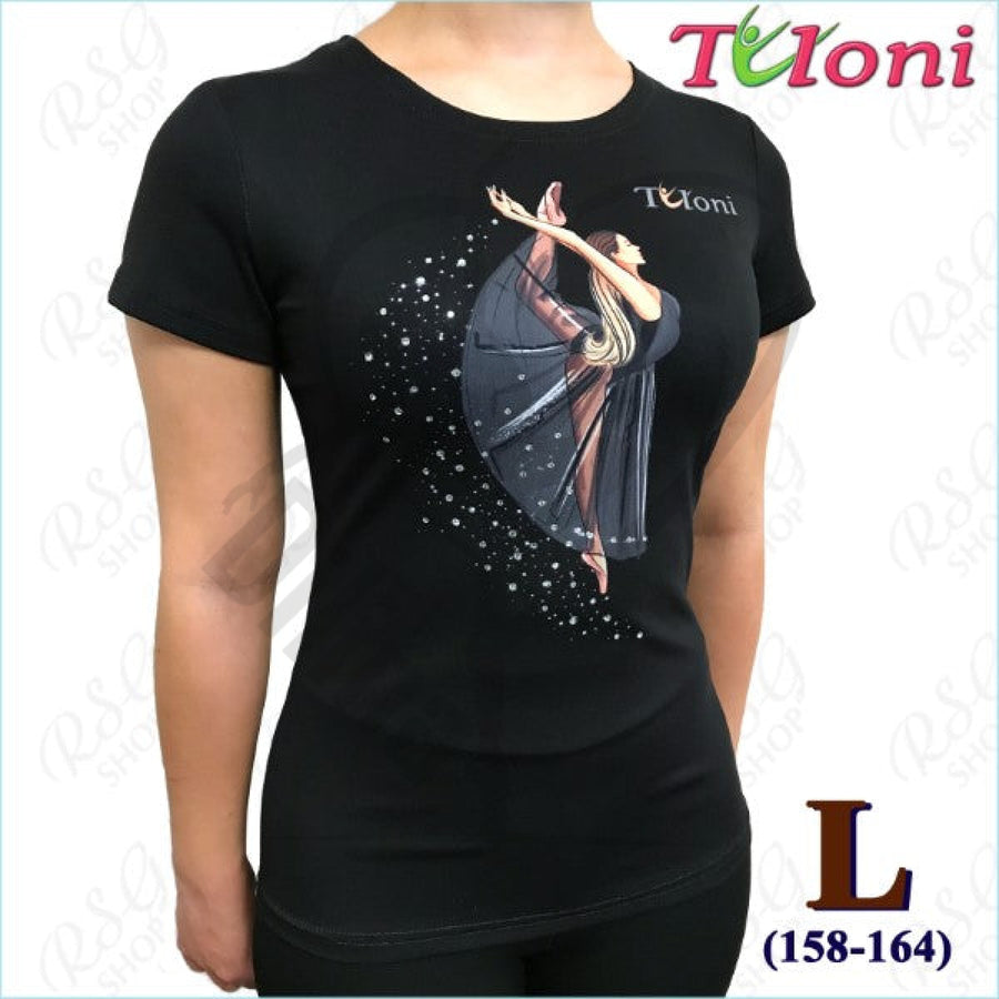 Tuloni Black T-Shirt Mod. Ballet L (158-164) T Shirts & Tops