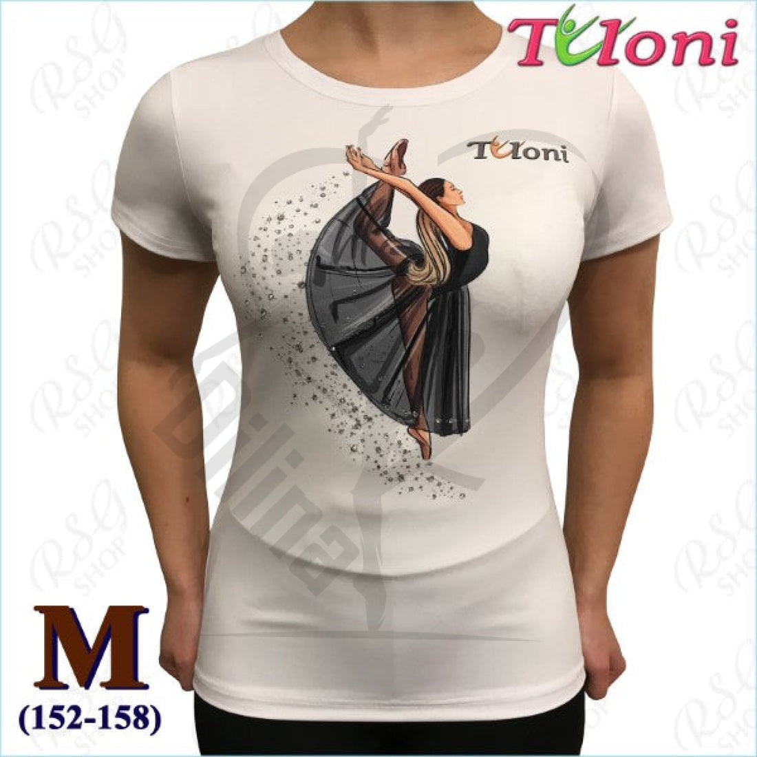 Tuloni White T-Shirt Mod. Ballet M (152-158) T Shirts & Tops