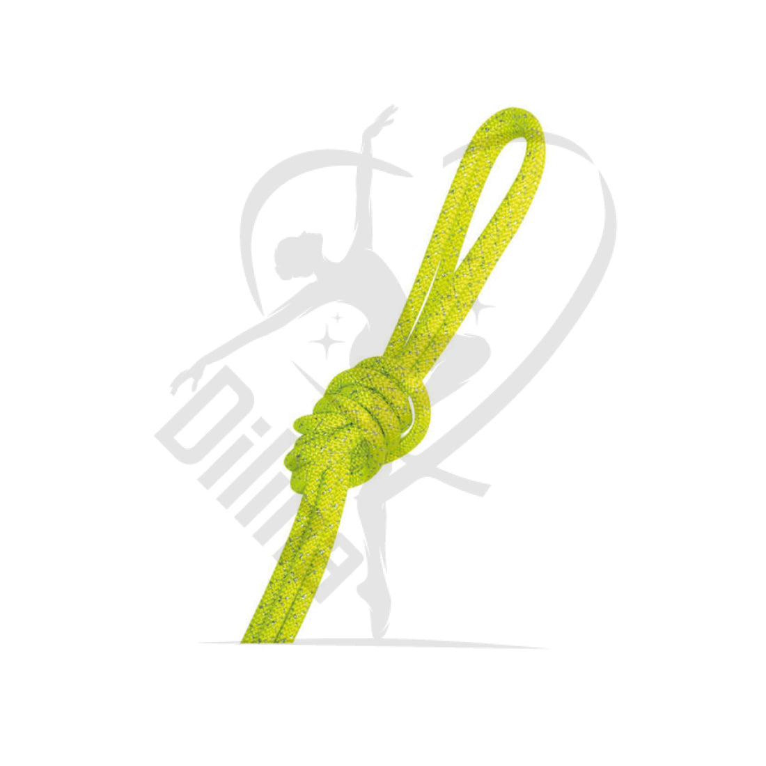 Pastorelli Metallic Gym Rope For Competitions Mod. New Orleans Fluo Yellow With Silver Lame Threads