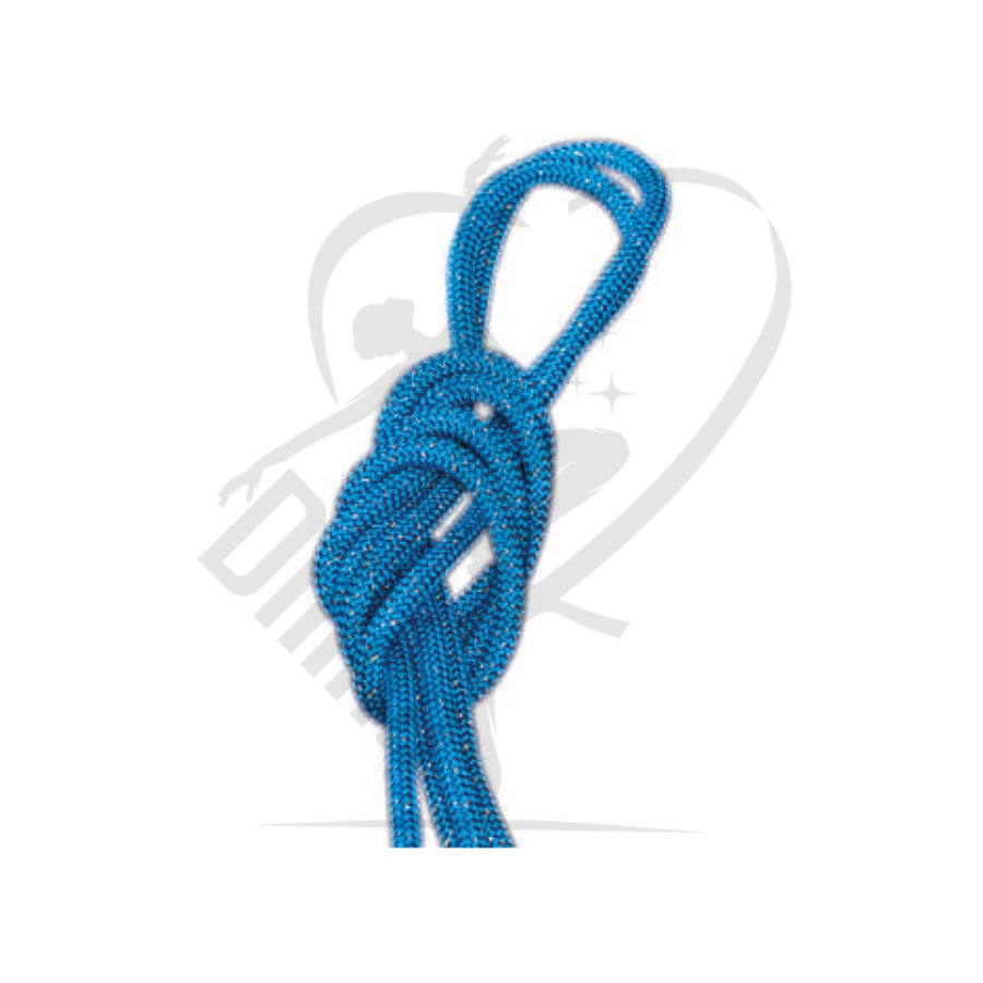 Pastorelli Metallic Gym Rope For Competitions Mod. New Orleans Light Blue With Gold Lame Threads
